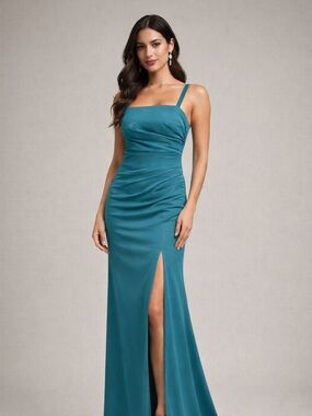 Teal Maxi Dress Size 4 Corset Back Slit Formal Prom Bridesmaid